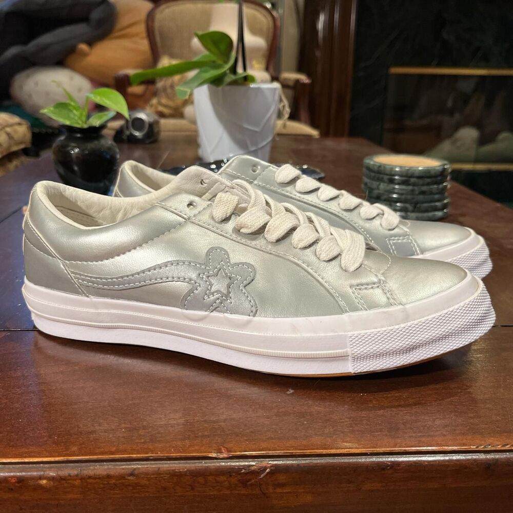 Brand New Golf Le Fleur x Converse Flower Boy Silver Metallic Sneakers!